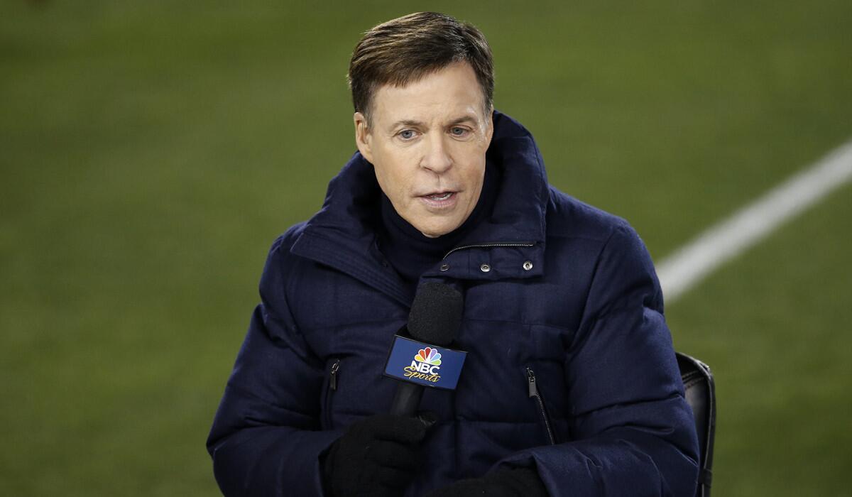 NBC's Bob Costas speaks during a broadcast before an NFL football game between the Philadelphia Eagles and the Arizona Cardinals, on Dec. 20.