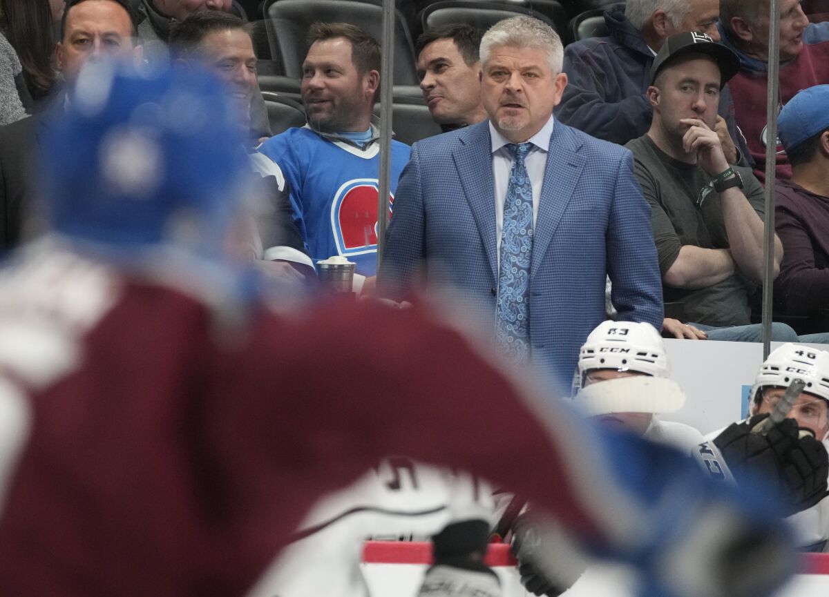 Kings coach Todd McLellan watches during a loss to the Colorado Avalanche on April 13.