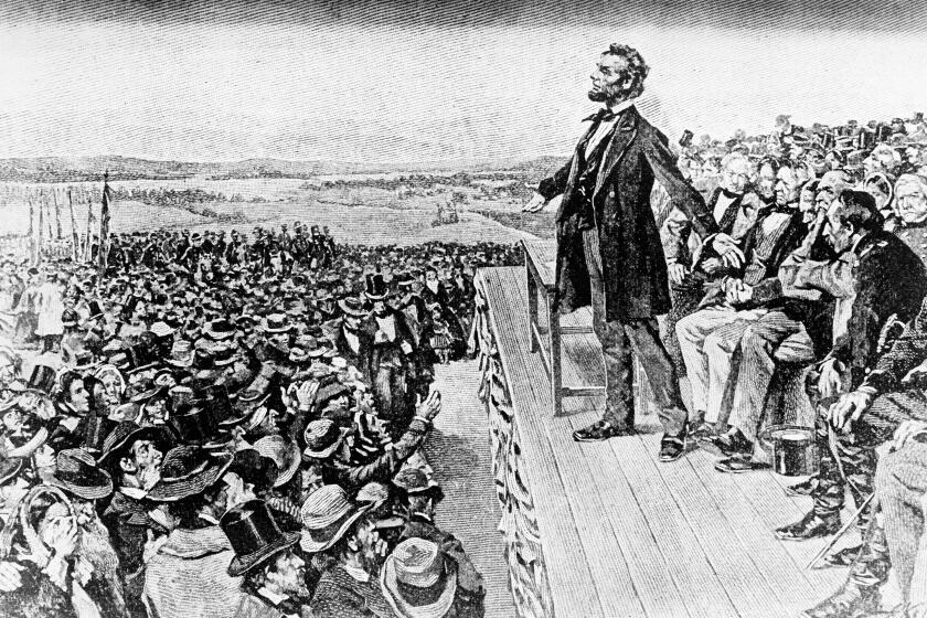 This undated illustration depicts President Abraham Lincoln making his Gettysburg Address at the dedication of the Gettysburg National Cemetery on the battlefield at Gettysburg, Pa., Nov. 19, 1863. The cemetery commemorates soldiers who died in the American Civil War Battle of Gettysburg in July. (AP Photo)