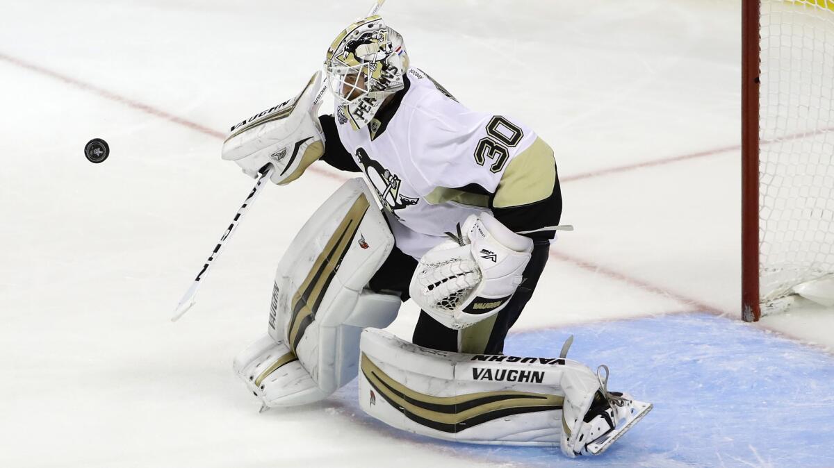 Matt Murray makes a save during Game 3 of the Stanley Cup Finals last season.