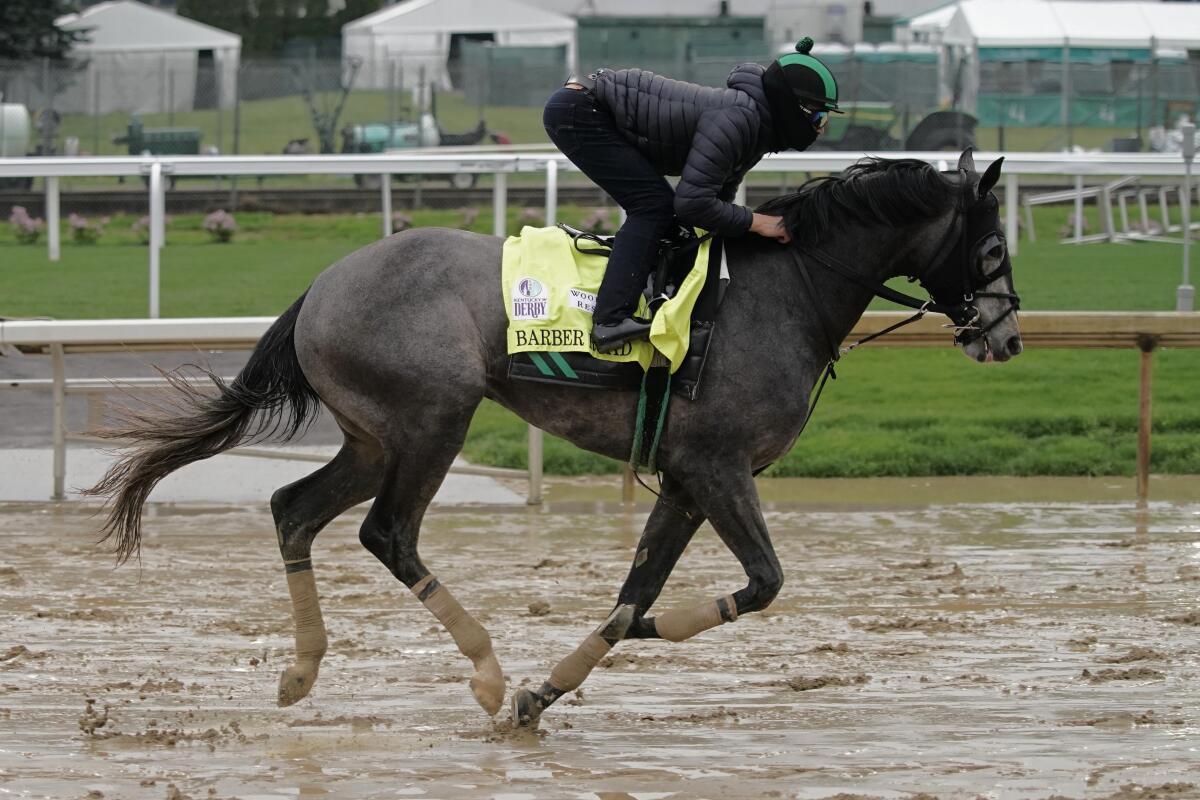 Kentucky Derby entrant Barber Road works out at Churchill Downs on Tuesday.