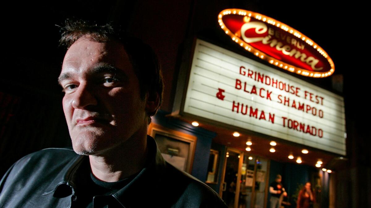 Director and current proprietor Quentin Tarantino at the New Beverly Theater in 2007, where he curated a two month series of "Grindhouse" genre movies.
