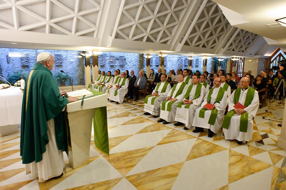 Pope Francis celebrates Mass at the Vatican on Sept. 1.