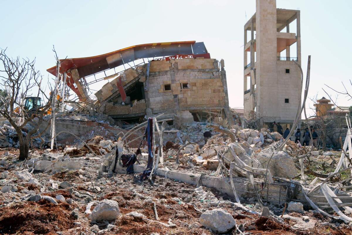 A hospital supported by Doctors Without Borders near Maaret Numan, in Syria's northern Idlib province, lies in ruins after being hit by airstrikes that activists say were carried out by Russian warplanes.