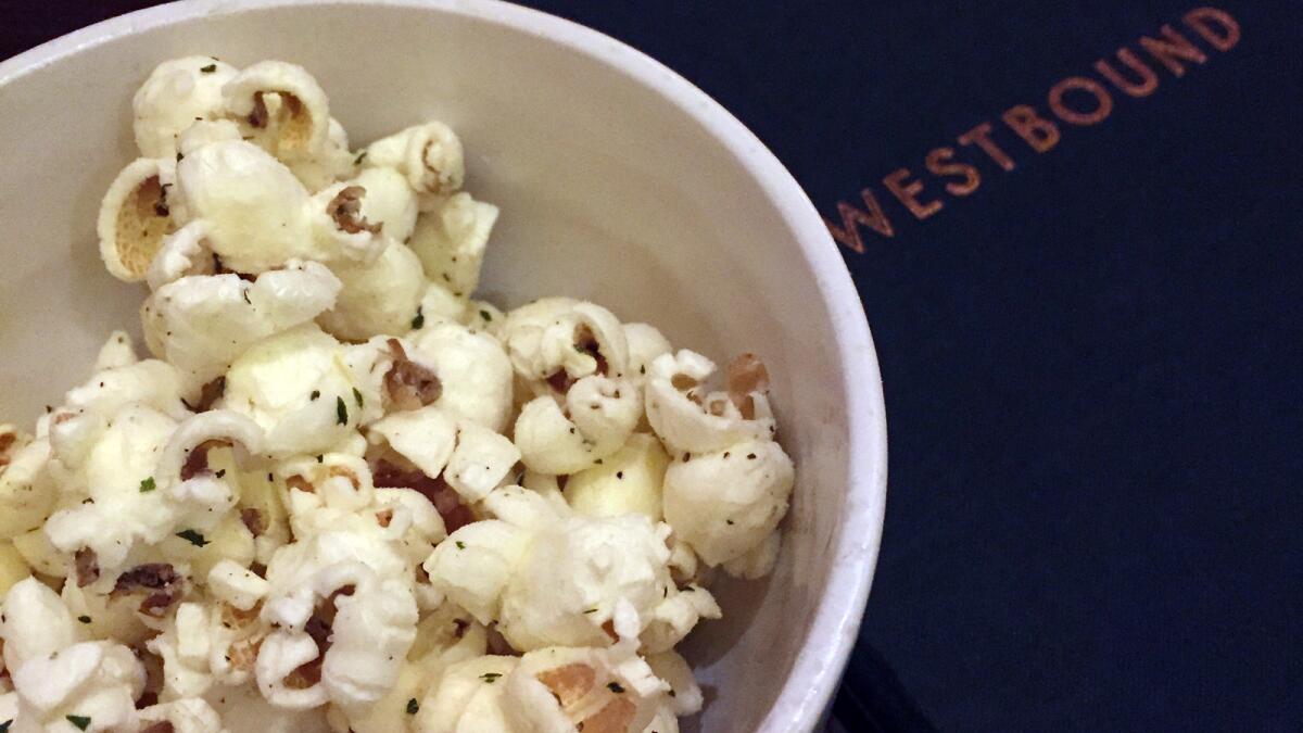 The free popcorn at Westbound in the downtown L.A. Arts District.