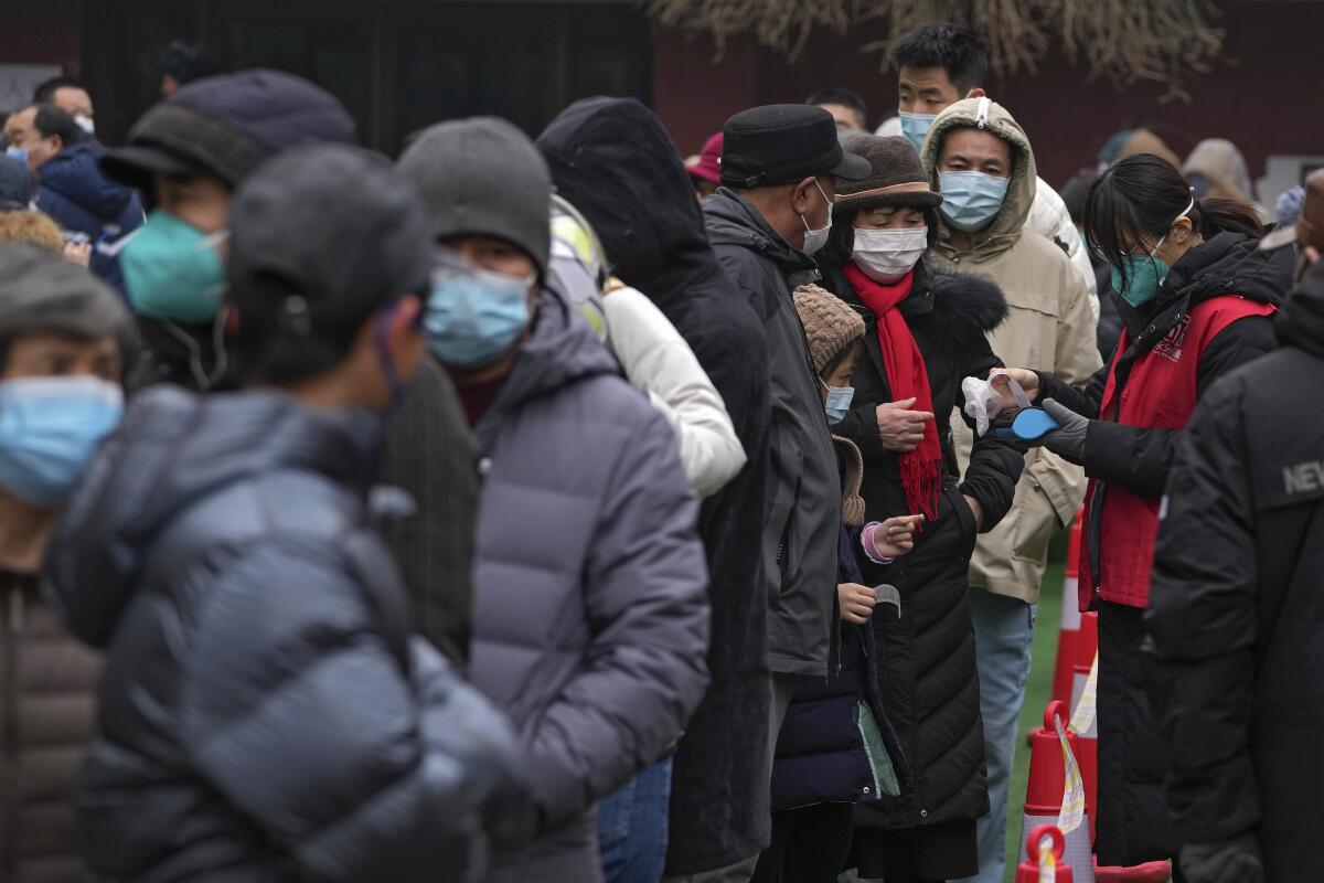 People showing up for mass coronavirus testing in Beijing