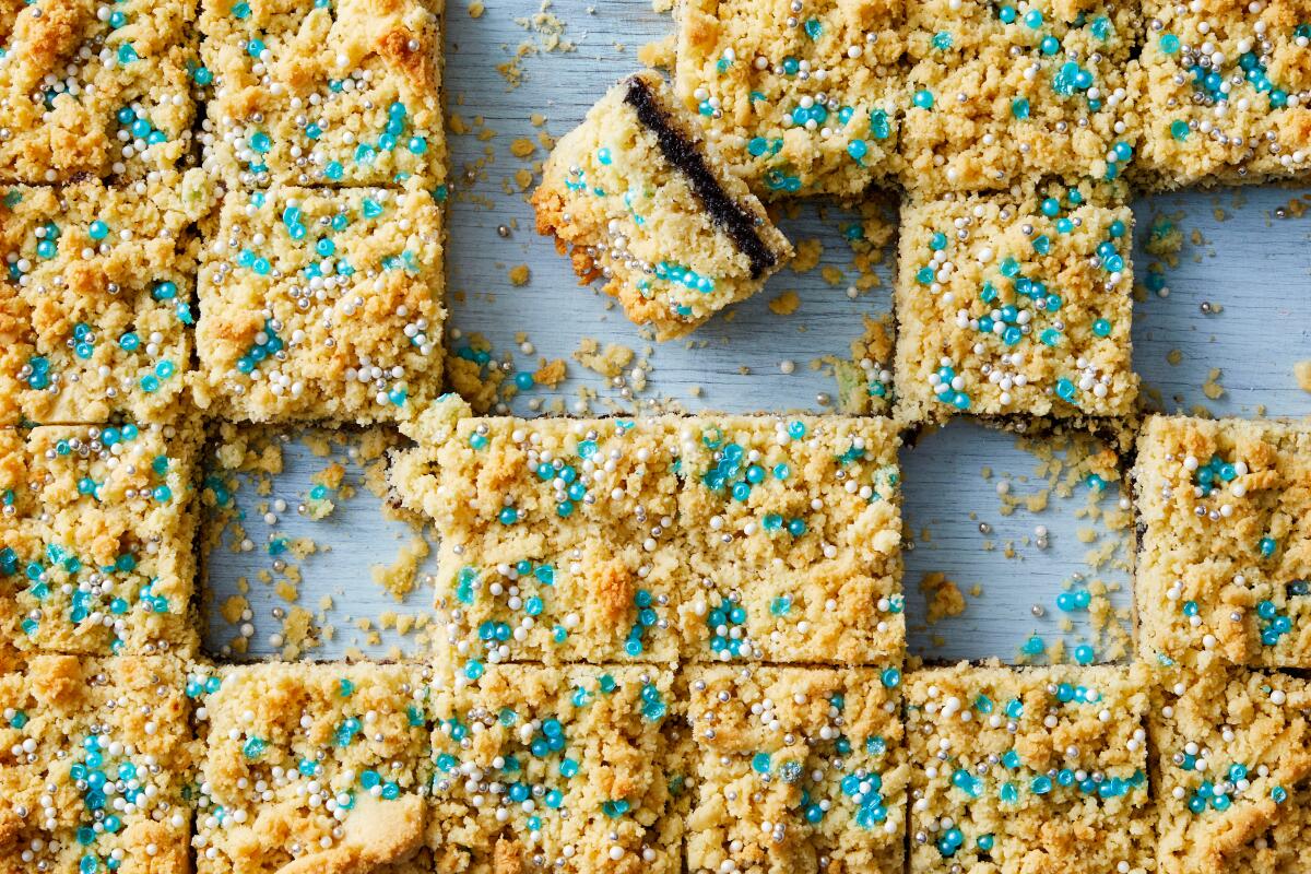 Almond flour forms the base of these shortbread bars, just one of many baking recipes that use alternative or gluten-free flours instead of hard-to-find all-purpose flour or yeast.