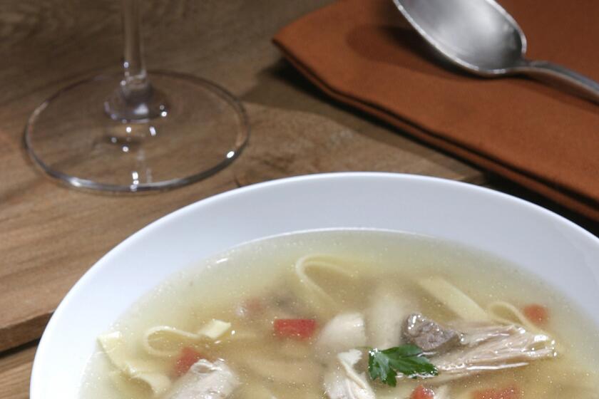 A classic chicken soup with shredded chicken and chicken livers. Recipe here.