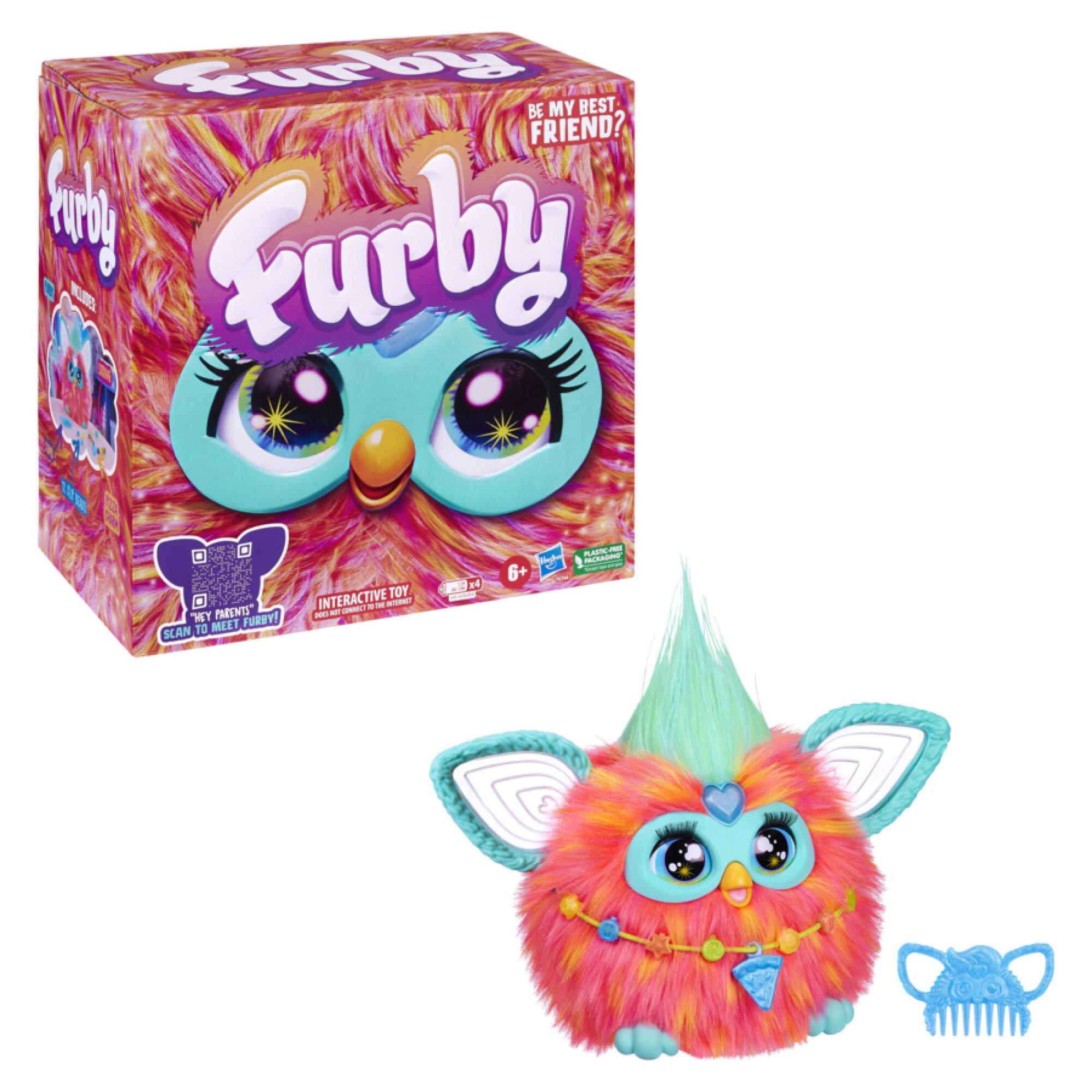 The all-new Furby responds to hugs, pats on the head, shakes and feeding it a pretend pizza charm.