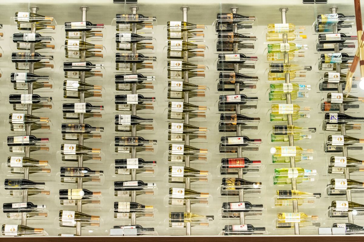 The wine wall at Hell's Kitchen restaurant, opening Aug. 12 at Harrah's Resort Southern California.