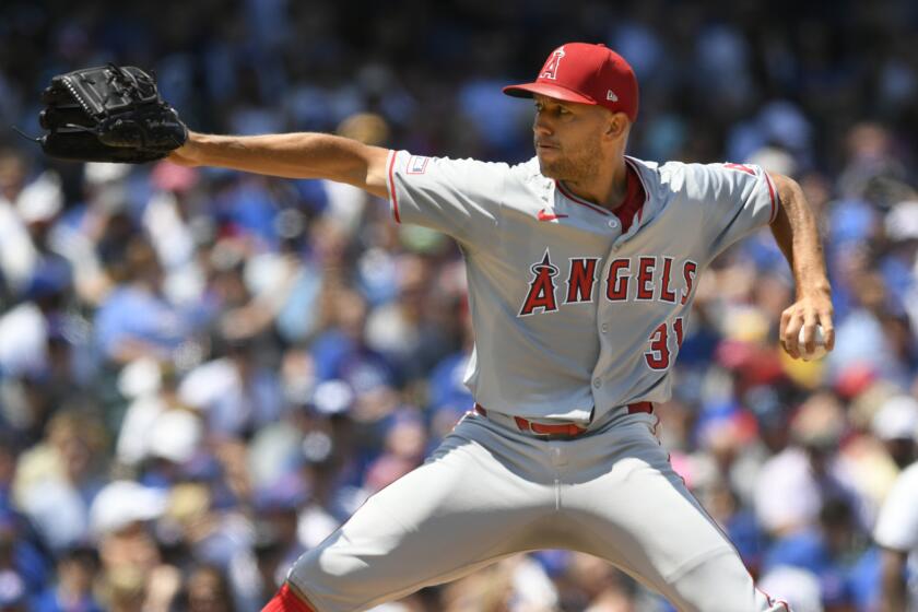 Los Angeles Angels starter Tyler Anderson delivers a pitch during the first inning.