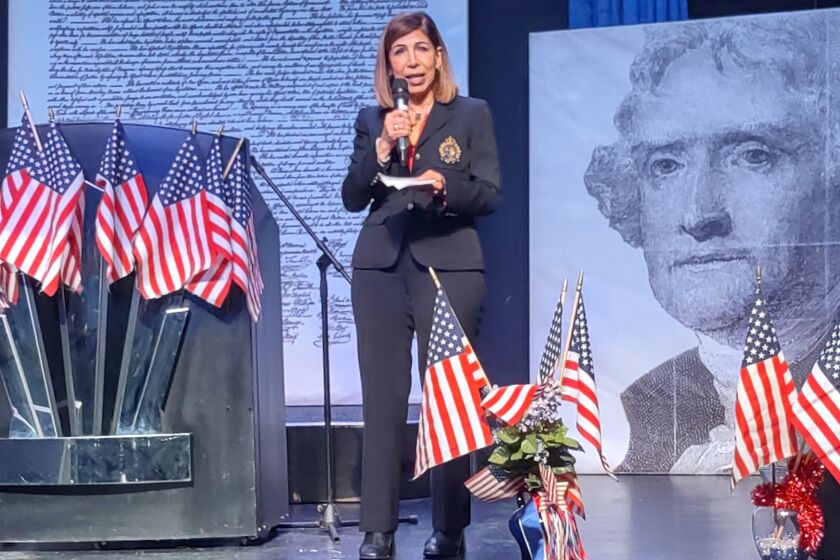 District Attorney Summer Stephan described her law enforcement operations at the Oct. 30 American Liberty Forum of Ramona meeting.
