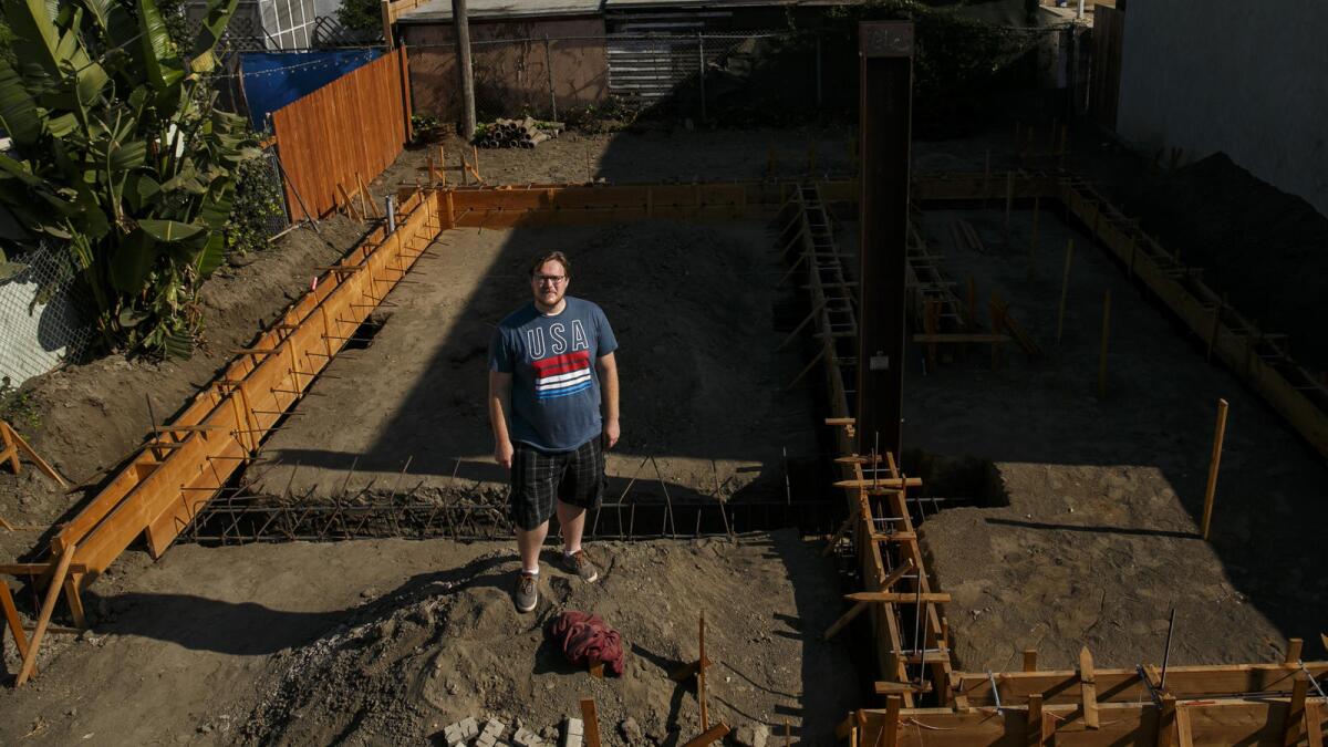 Construction on John Gregorchuk's secondary dwelling unit has been stalled because of a legal ruling against the city of Los Angeles.