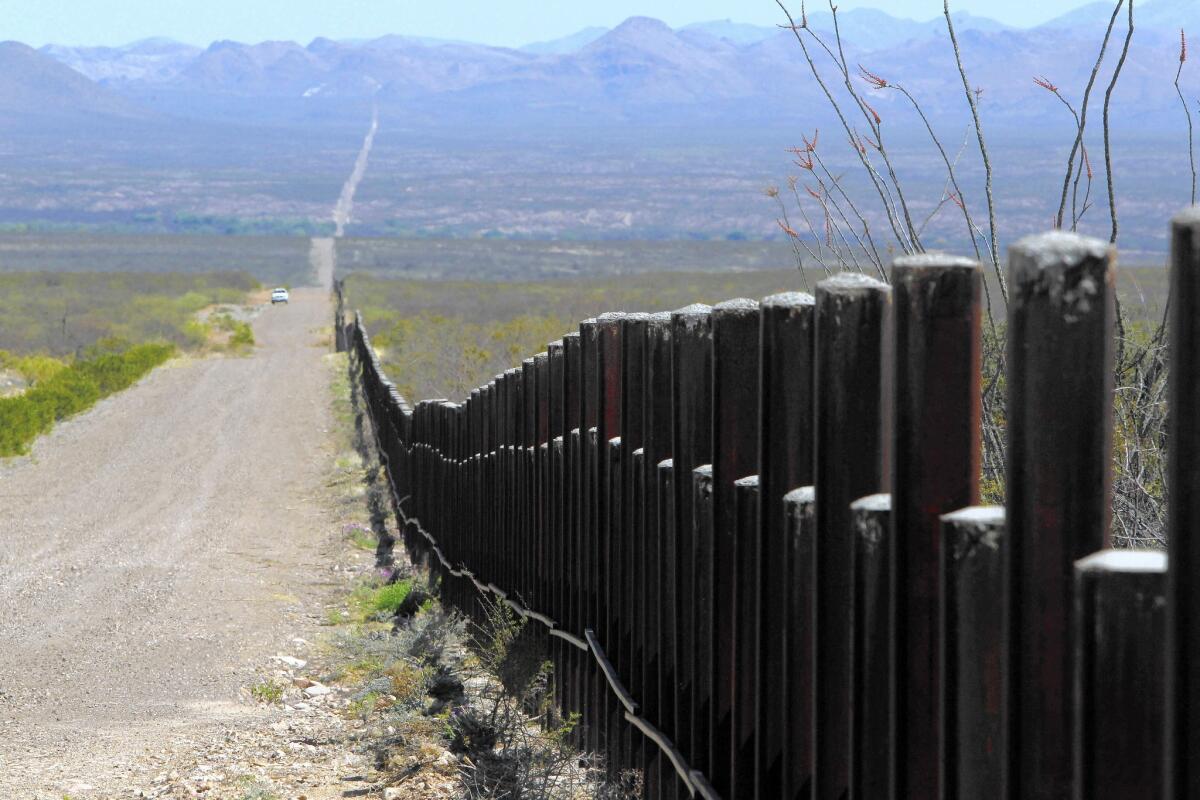 The Arizona border with Mexico near Douglas, Ariz.