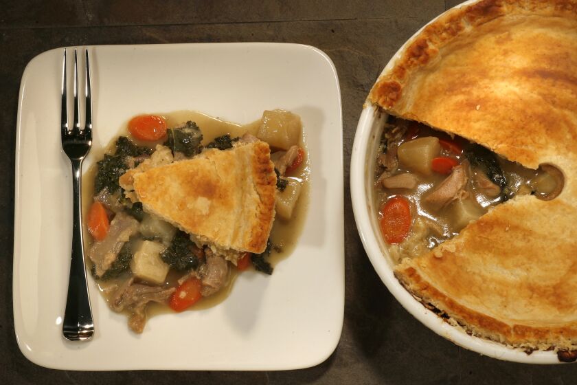 Use the leftover duck fat from roasting the duck to make the crust for this pot pie. Recipe: Roasted duck pot pie