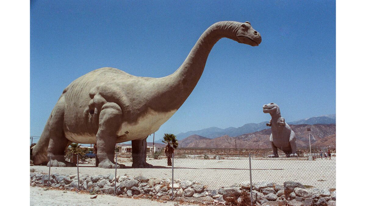 July 1992: Dinosaurs by Claude K. Bell off Interstate 10 at Cabazon.