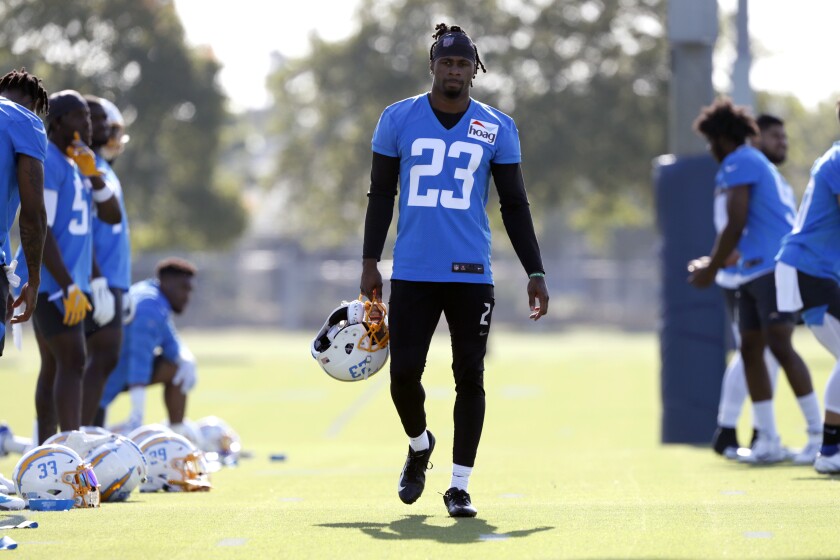 Chargers cornerback Ryan Smith during practice at the team's training camp.