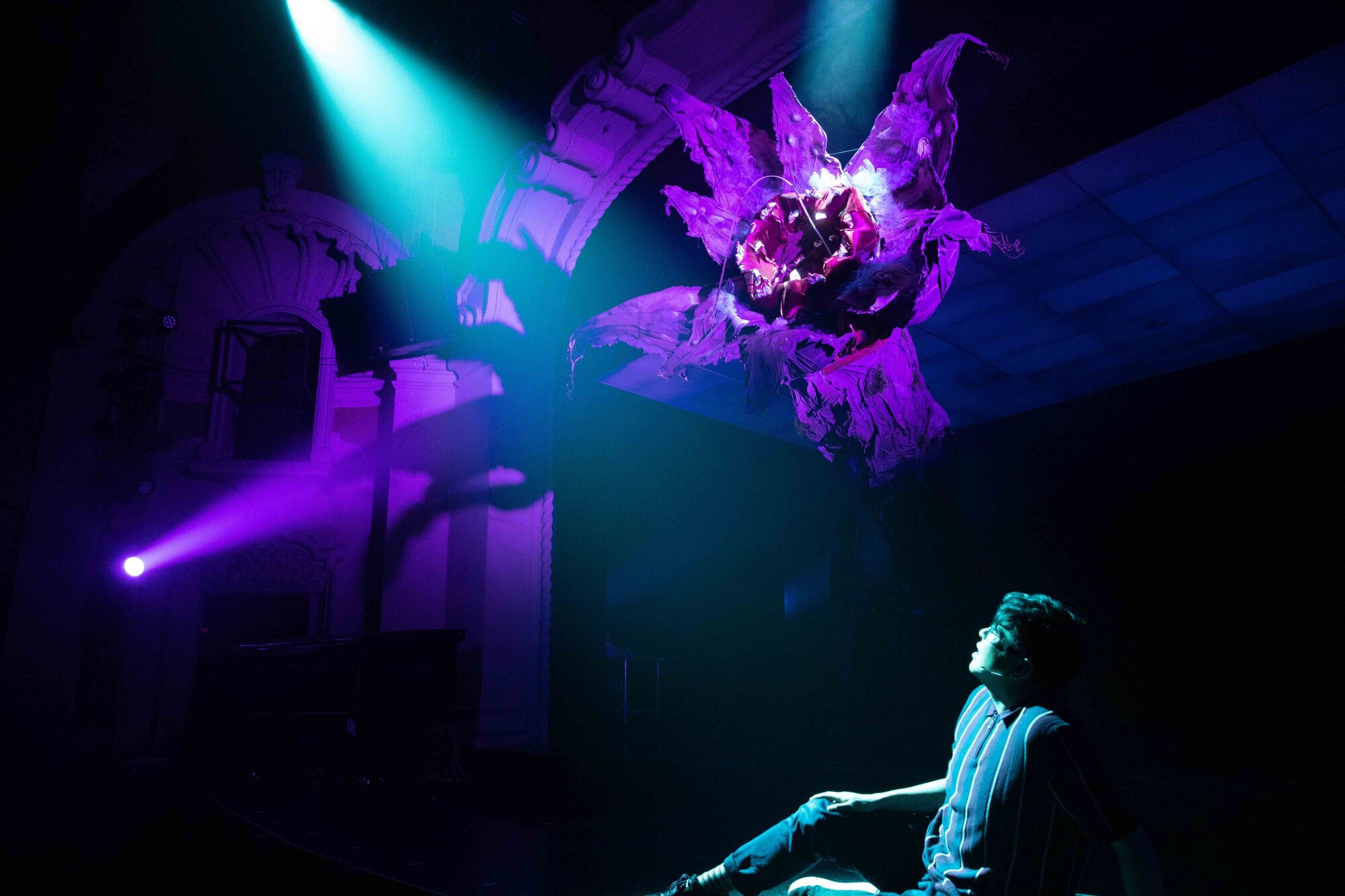 The fuchsia-hued Twoey is one part of the Pasadena Playhouse's staging, whose notably diverse cast includes George Salazar.