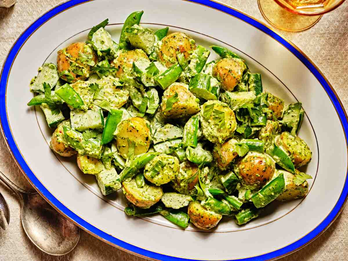 Crunchy And Spicy Green Potato Salad