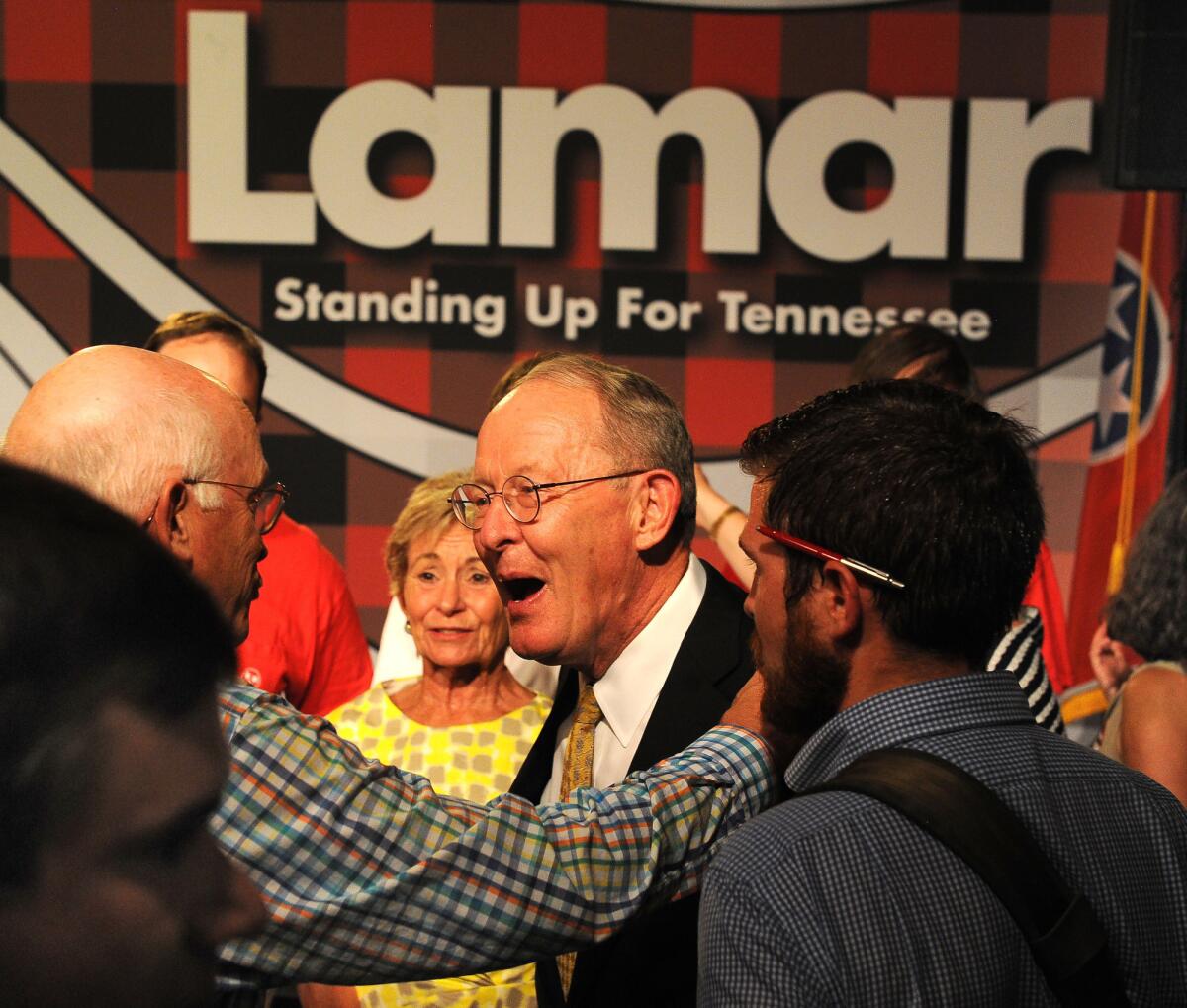 Sen. Lamar Alexander celebrates after defeating Joe Carr in Nashville, Tenn. in August. "To elect a president in 2016, we're going to have to show in 2015 and '16 that the American people can trust Republicans with the government," Lamar said recently.