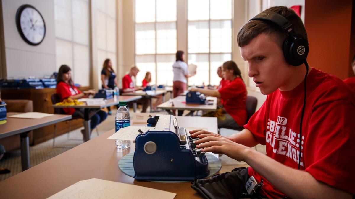 Mitchell Bridewell competes in the varsity category of the Braille Challenge at USC on June 17.