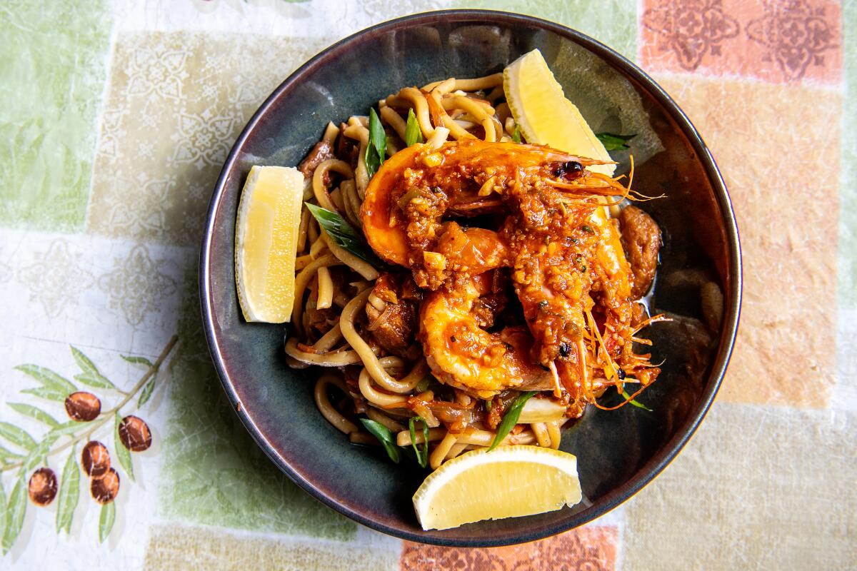 Pancit Chami with prawns from Kuya Lord