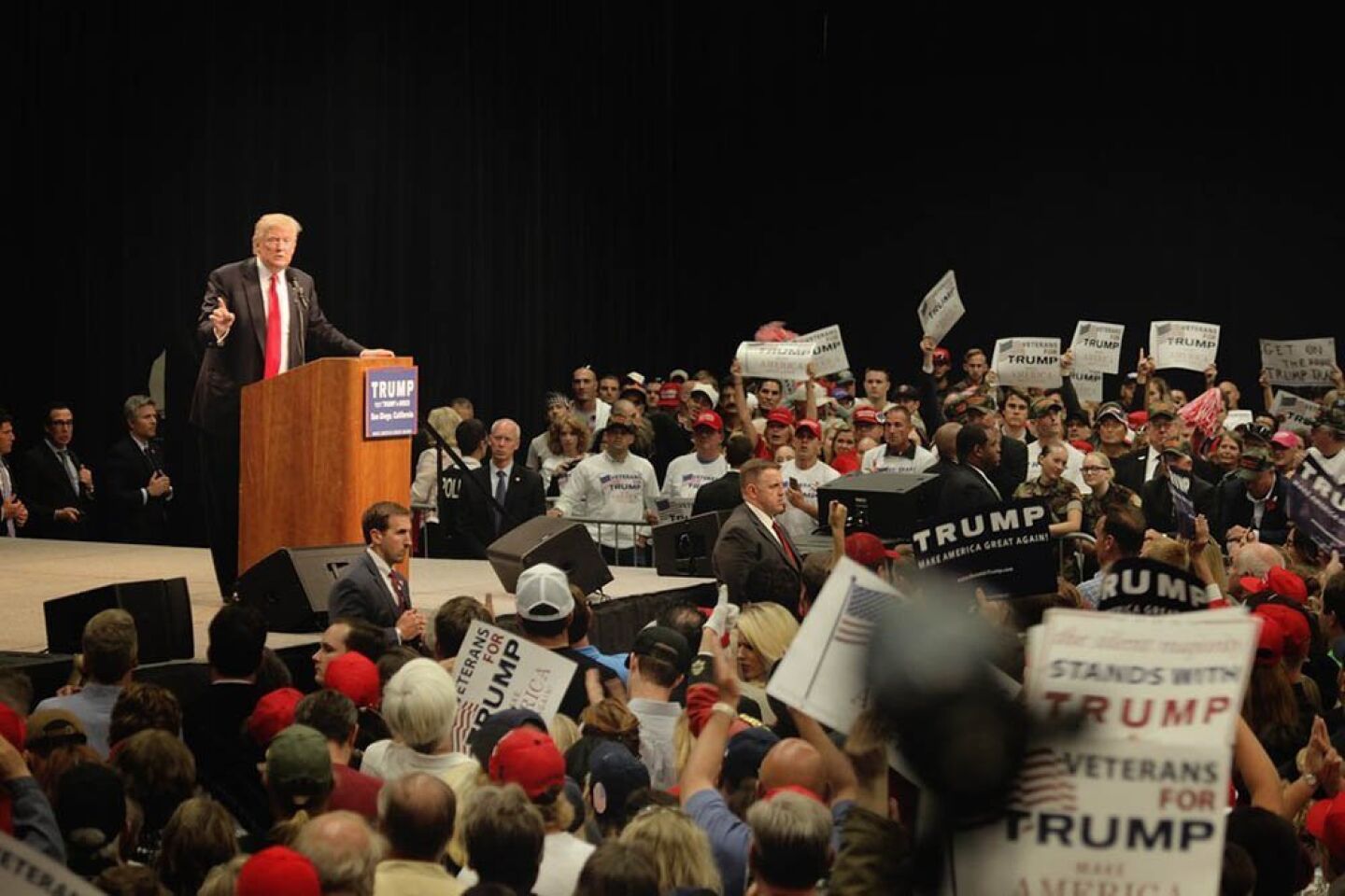 Donald Trump spoke at the San Diego Convention Center Friday May 27, 2016 to his supporters on a two-city swing through California a week before the California Primary.