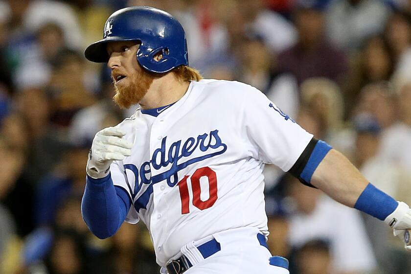 Dodgers infielder Justin Turner has been placed on the disabled list because of a strained left hamstring.