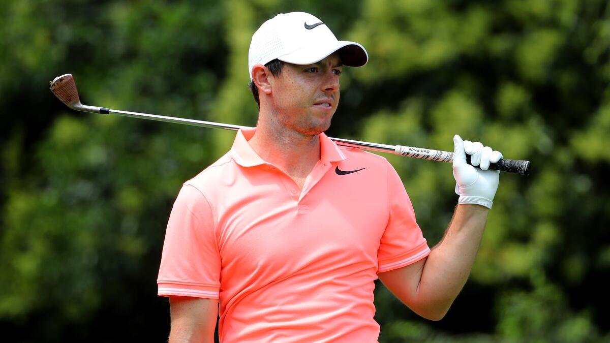 Rory McIlroy reacts to his tee shot on the third hole during the final round of the South African Open on Jan. 15.