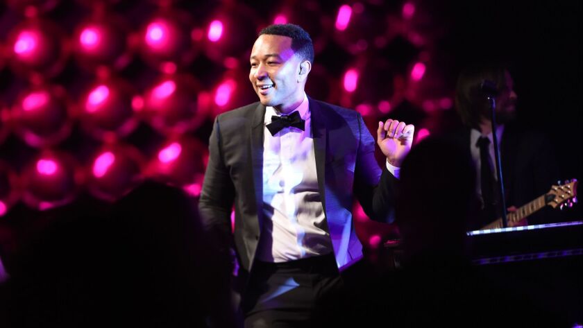 John Legend performs at the 2017 MoCA Gala honoring artist Jeff Koons. This year's gala has become the subject of controversy.