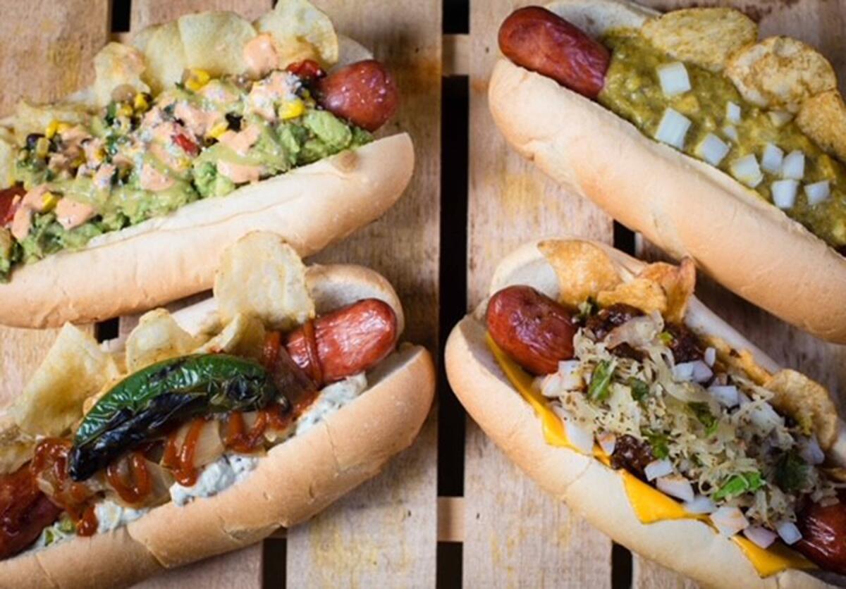 Four of the many hot dog options at Scotty Dogs.