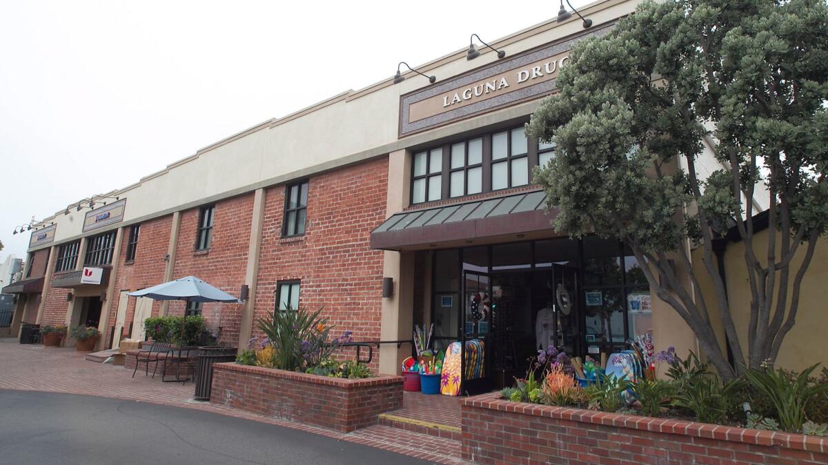 The Laguna Drug building in downtown Laguna Beach. The pharmacy closed its doors in June, fifteen years after it opened.