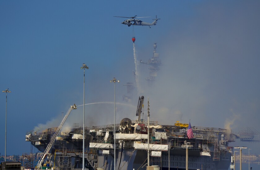 Inferno on San Diego Navy ship rages into second day