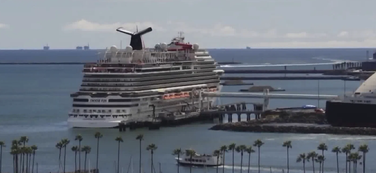 Cruise ship docked off Long Beach.