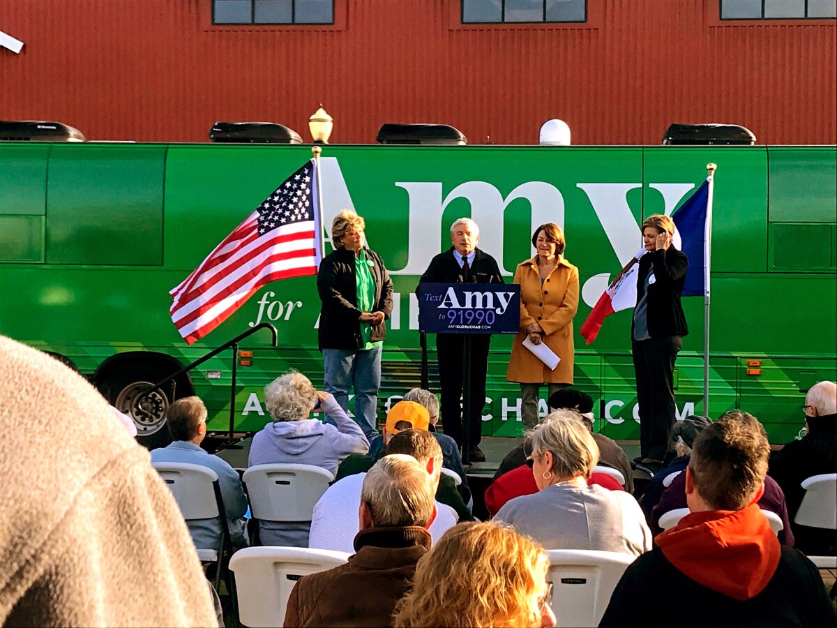 An Amy Klobuchar rally in Cedar Rapids, Iowa. 