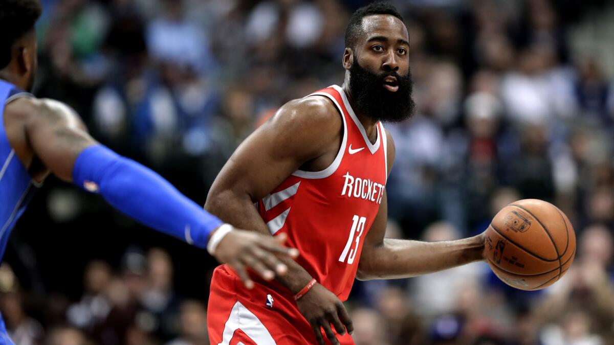 Rockets guard James Harden is the NBA's leader in player efficiency rating.