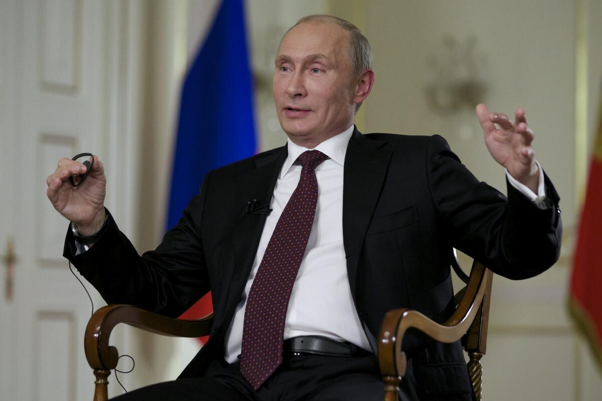 Russian President Vladimir Putin during an interview with the Associated Press at his Novo-Ogaryovo residence outside Moscow.