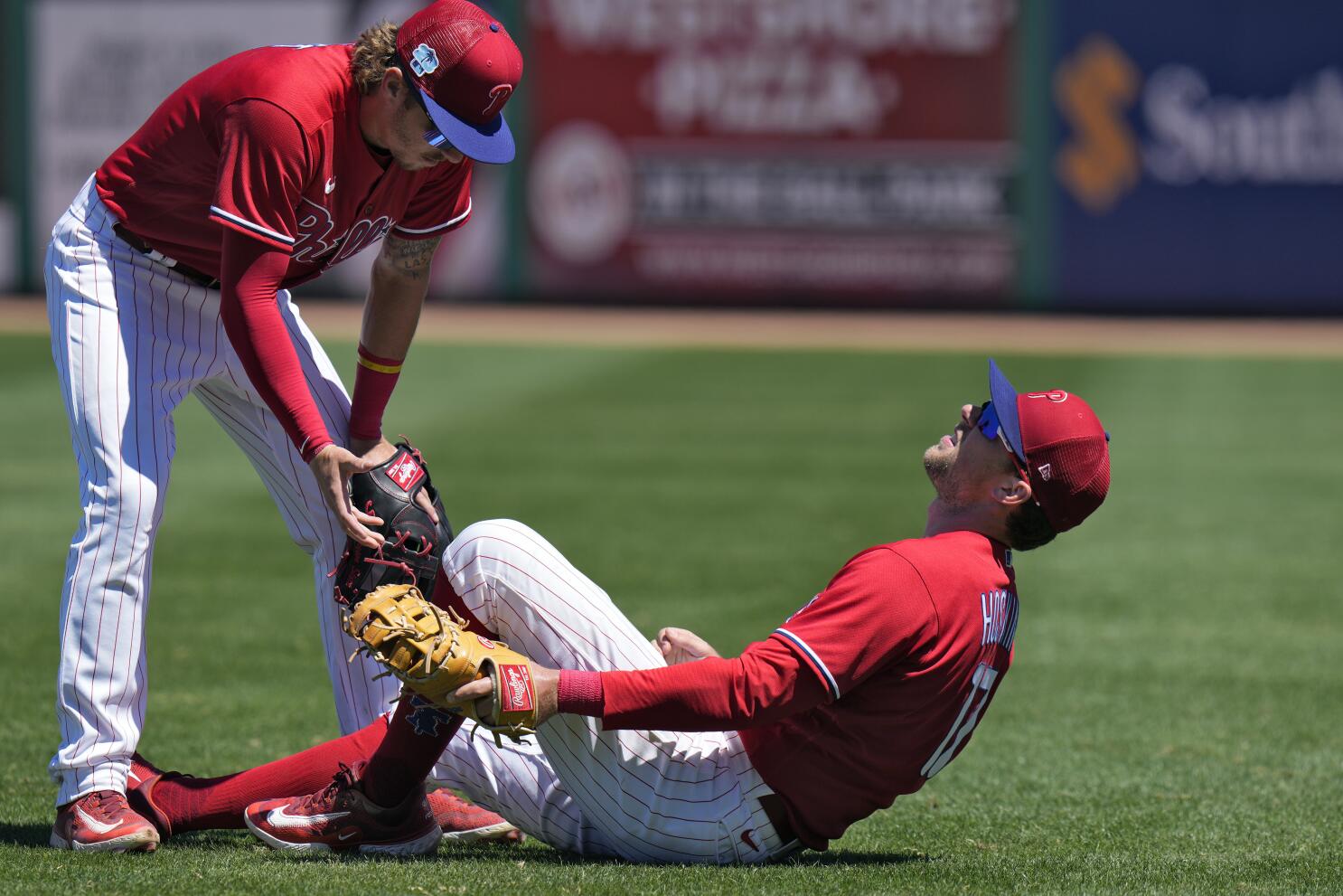 First baseman off crutches after knee surgery