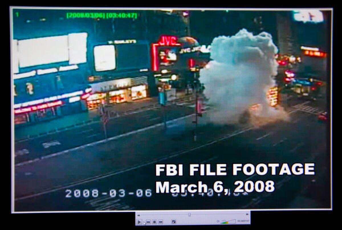 A video provided by the FBI shows the moment of detonation in the March 2008 Times Square bombing in New York.