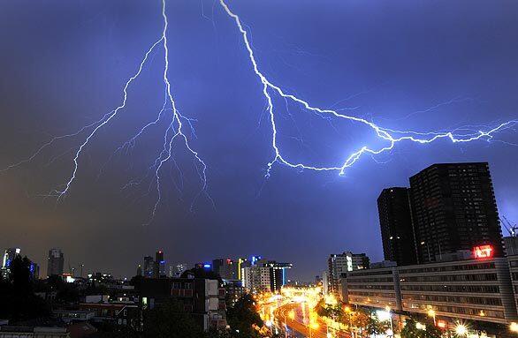 Lightning over Rotterdam