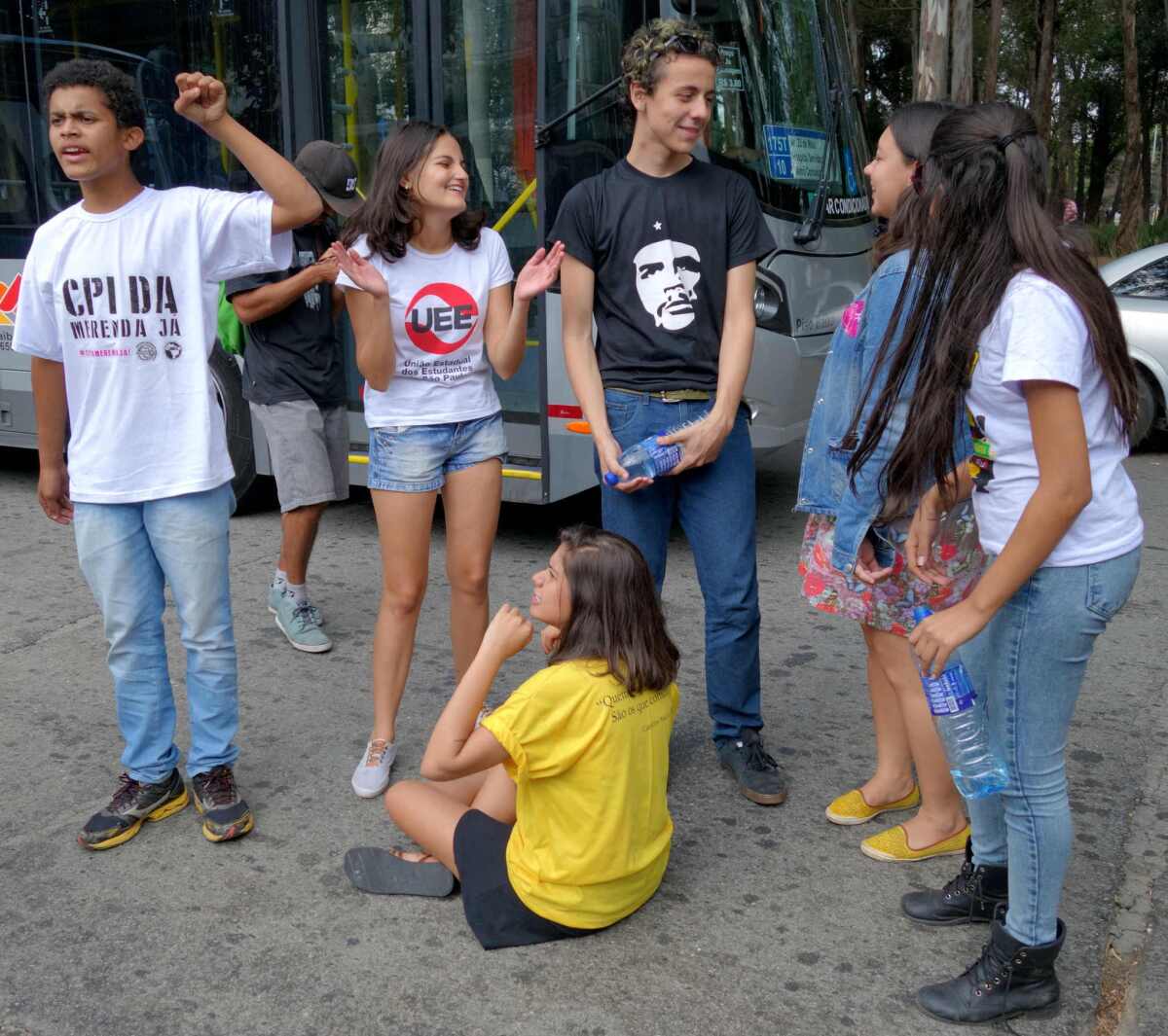 Gabriel Rodrigo Dos Santos, left, and other students occupied a school to protest what's become known in Brazil as the "Lunch Money Mafia."