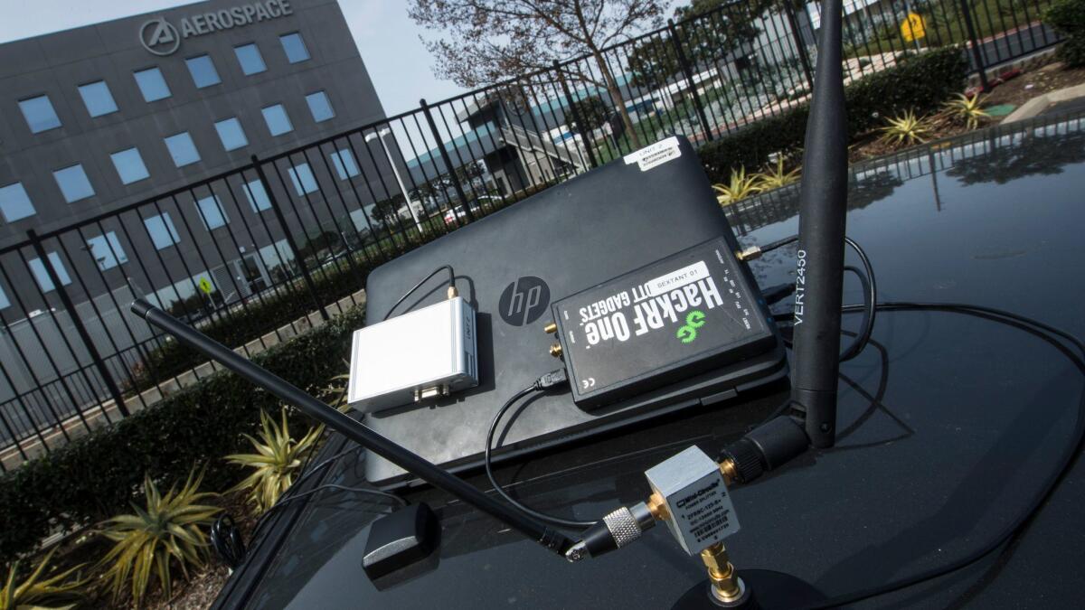 The opportunistic navigation antenna and the laptop used for field testing of a GPS alternative sensor called Sextant.