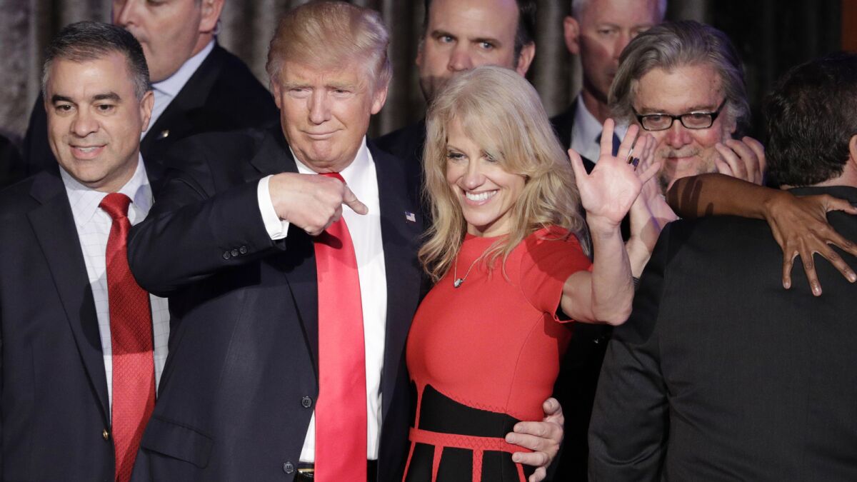 Trump and Conway on election night.