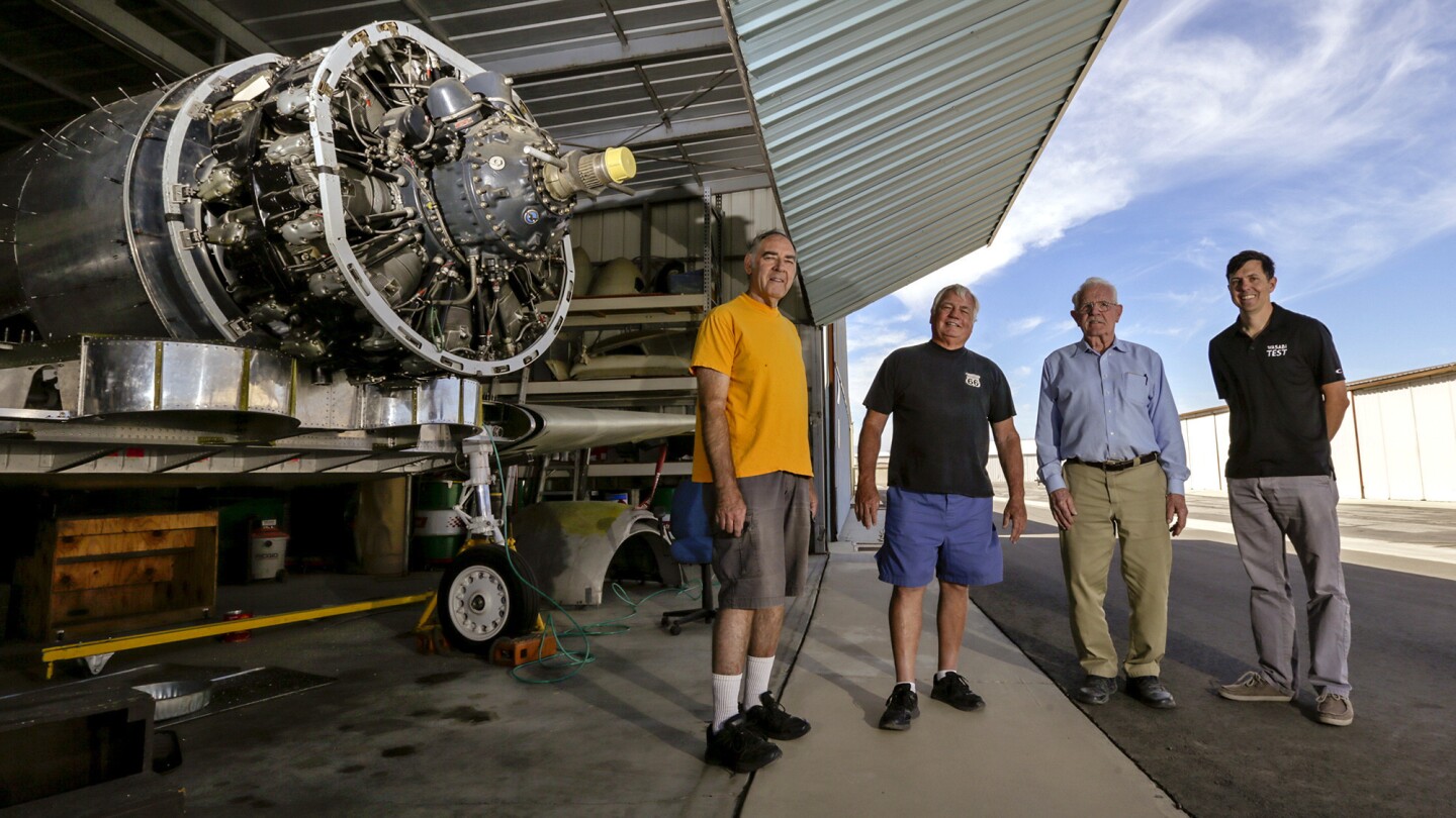 MOJAVE CA SEPTEMBER 30, 2017 --- Dennis Wittman, left, Bill Statler Jr., Ralph Wise and Justin Gillen have all built their own planes. (Irfan Khan / Los Angeles Times)