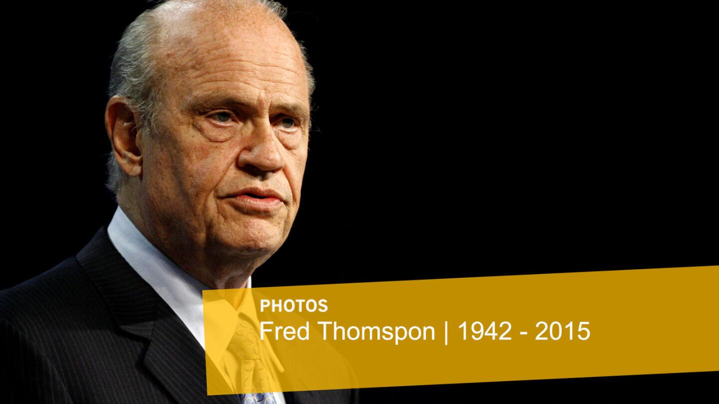 Fred Thompson, a former U.S. senator, presidential candidate and actor, died in Nashville, Tenn., at age 73 after a recurrence of lymphoma, according to a statement released by his family Nov. 1.