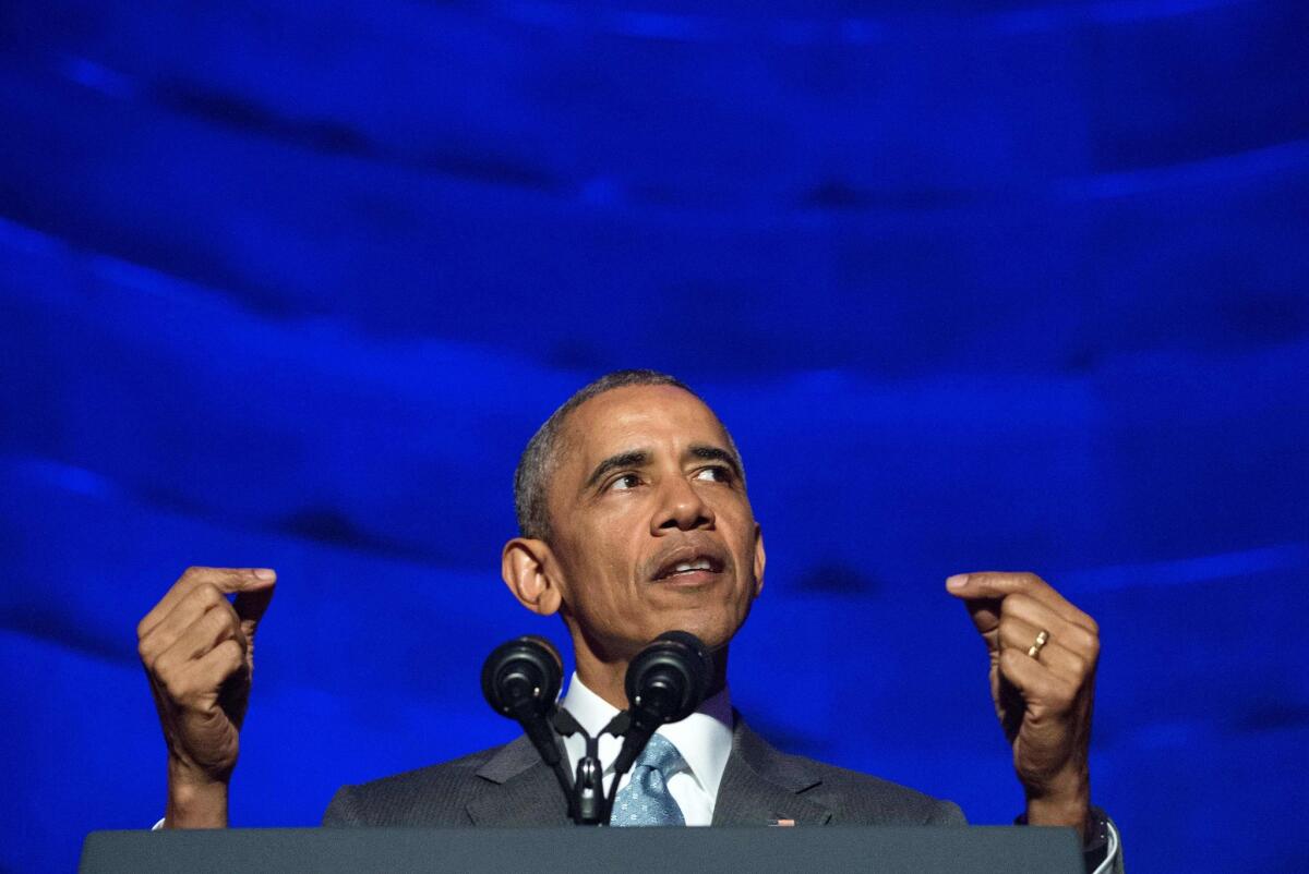 President Obama at a political journalism award ceremony at Syracuse University.