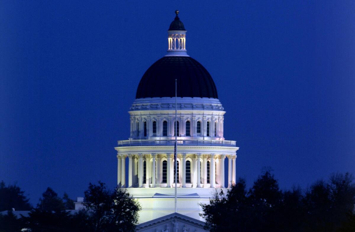 California state capitol in Sacramento. The state no longer will be last in the nation in per capita funding for its arts grant-making agency.