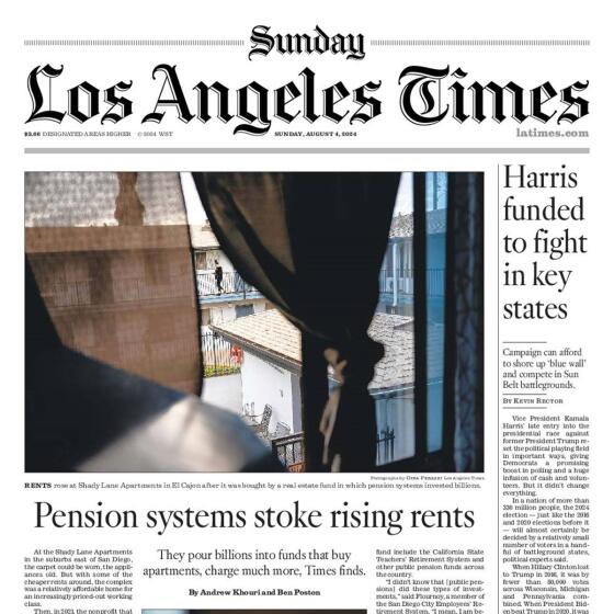 Front Page of Today's L.A. Times