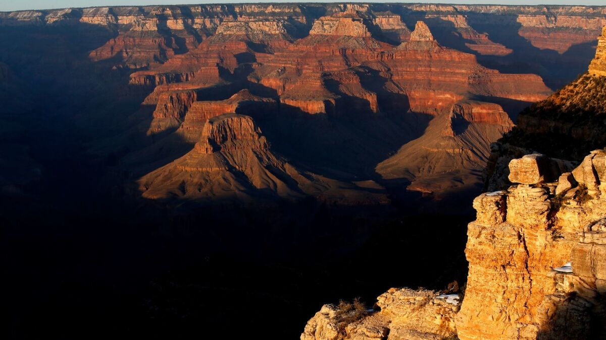 GRAND CANYON, AZ., MARCH 8, 2015: The colors of the rock formation in the Grand Canyon intensify as the sun begins to set along the south rim March 8, 2015 (Mark Boster / Los Angeles Times ).