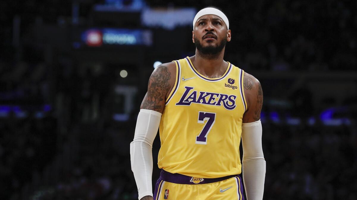 Carmelo Anthony Los Angeles Lakers 2021-22 Yellow Jersey